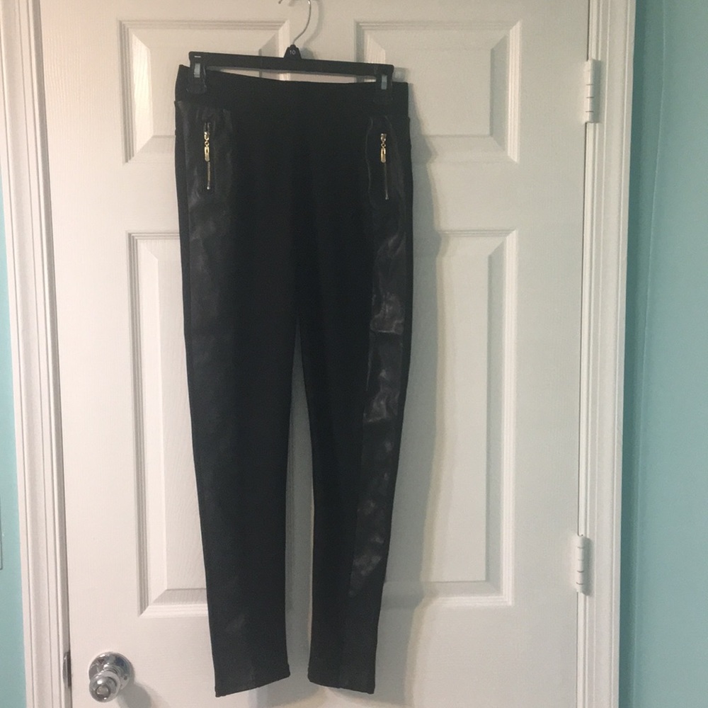 Leather bordered jeggings